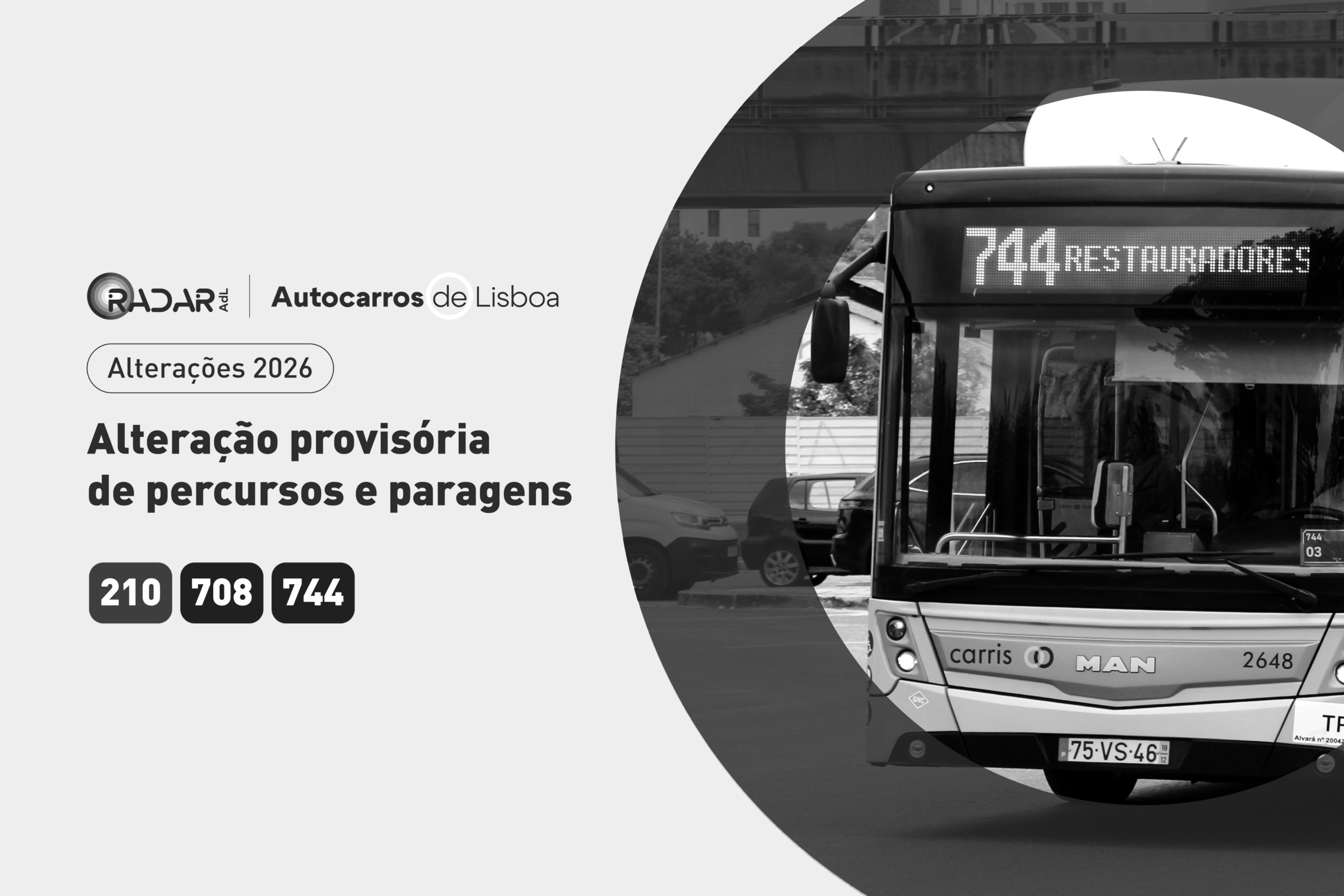 Alteração provisória de percursos e paragens
